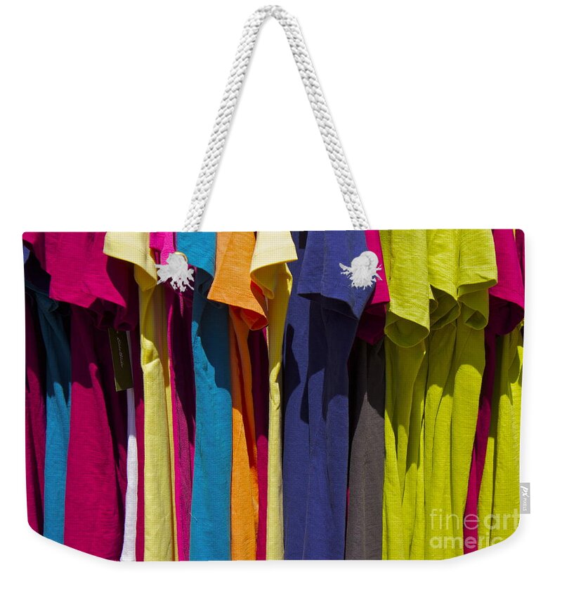Tshirts Weekender Tote Bag featuring the photograph Sidewalk Sales by Alice Mainville