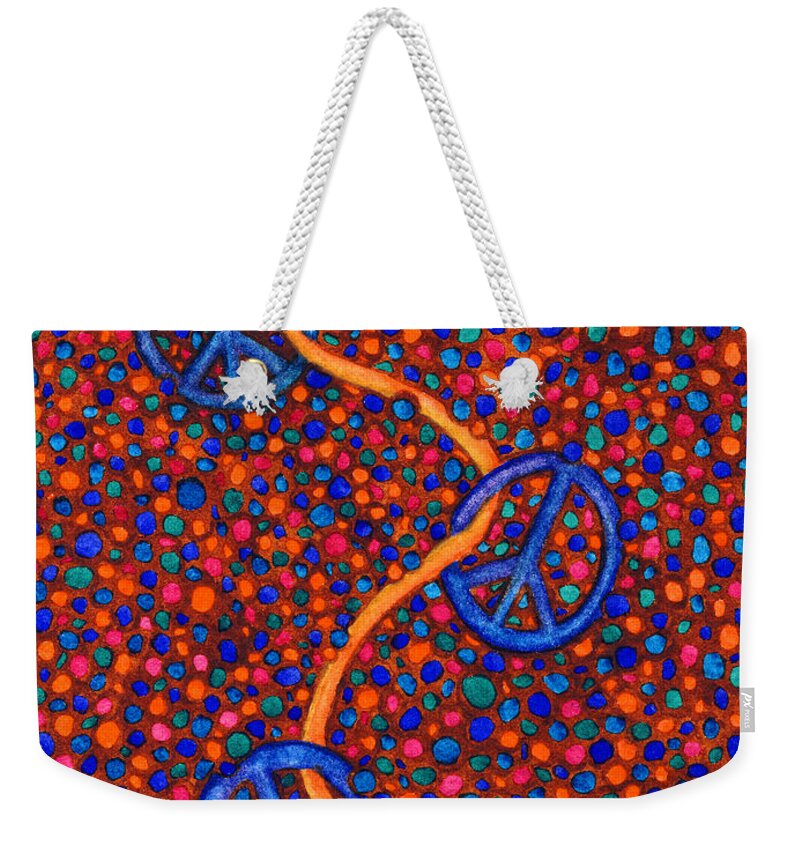 Peace Weekender Tote Bag featuring the painting Signs of Peace by Janice Dunbar