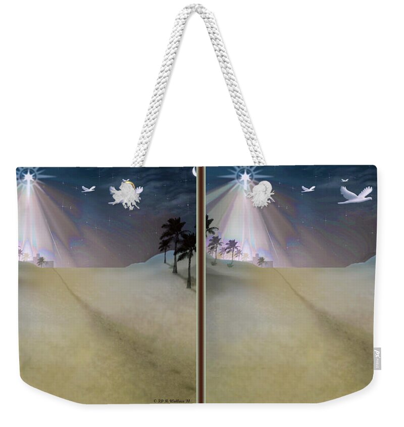 Brian Wallace Weekender Tote Bag featuring the digital art Silent Night - Gently cross your eyes and focus on the middle image by Brian Wallace