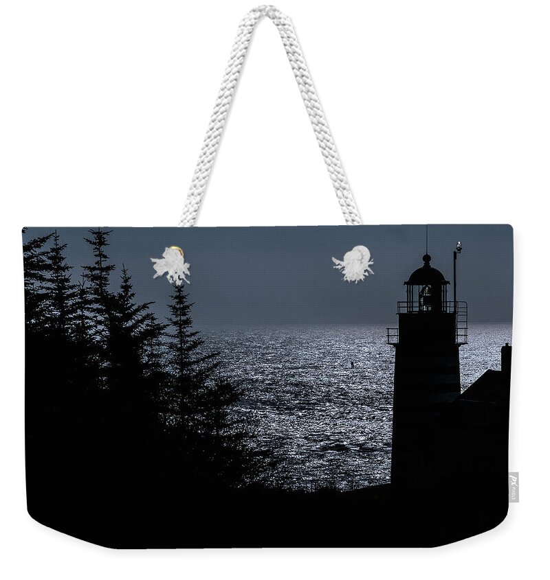Silhouette Weekender Tote Bag featuring the photograph Silhouette West Quoddy Head Lighthouse by Marty Saccone