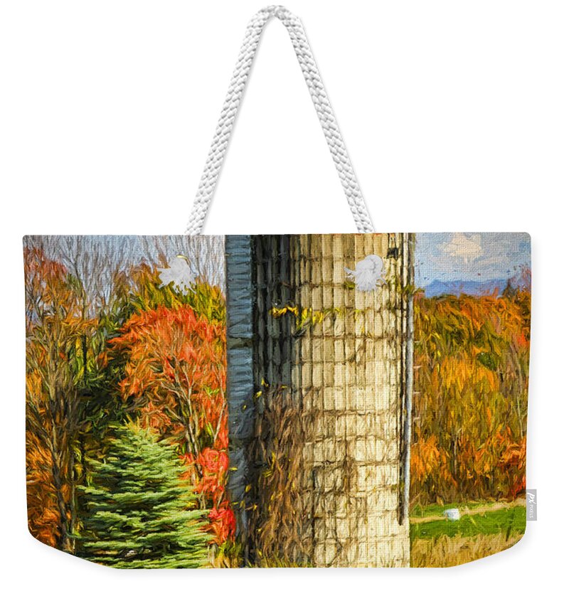 Silo Weekender Tote Bag featuring the photograph Silo In Vermont by Deborah Benoit