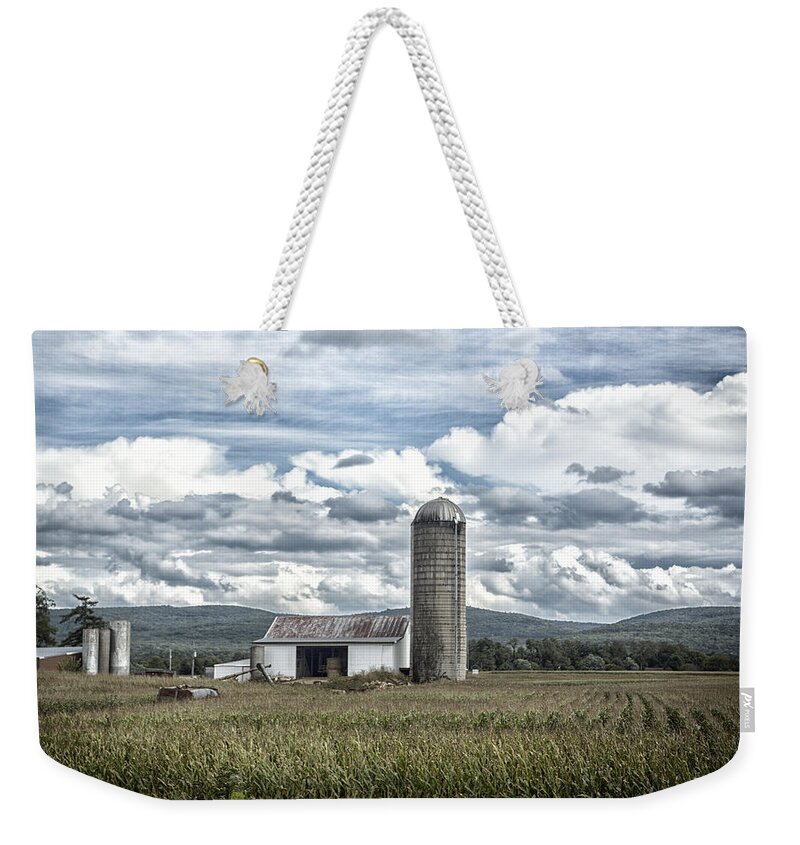 Clouds Weekender Tote Bag featuring the photograph Silo Sky by Rob Dietrich
