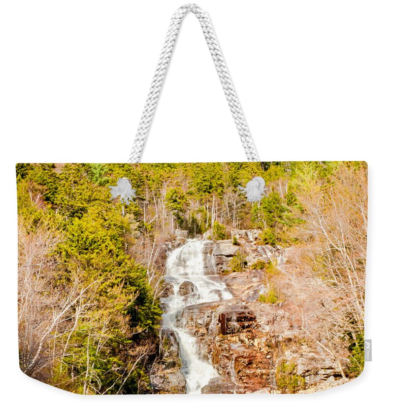 Crawford Notch Weekender Tote Bag featuring the photograph Silver Cascade by Greg Fortier