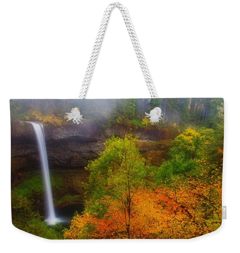 Silver Falls Weekender Tote Bag featuring the photograph Silver Falls Pano by Darren White