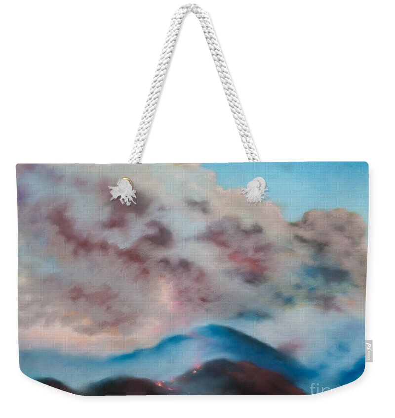 Silver Fire Pastel Paintings Prints Weekender Tote Bag featuring the pastel Silver Fire by Natalia Astankina
