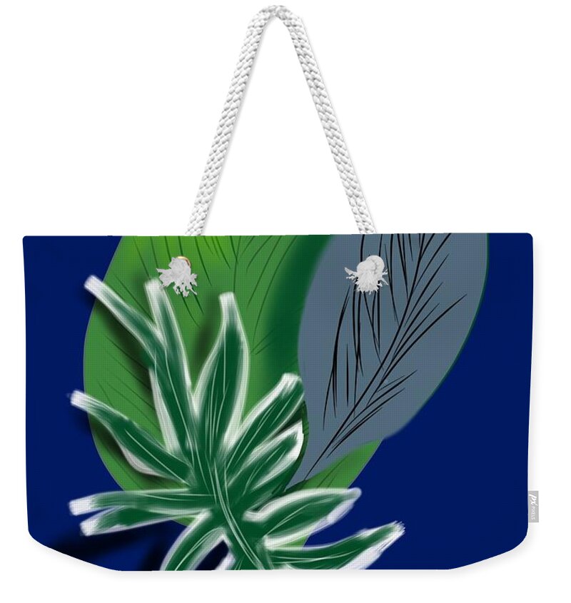 Botanical Weekender Tote Bag featuring the digital art Silver Leaf and Fern II by Christine Fournier