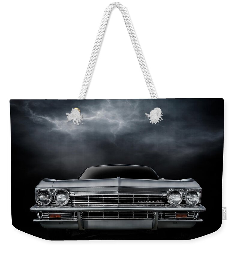 Car Weekender Tote Bag featuring the digital art Silver Sixty Five by Douglas Pittman