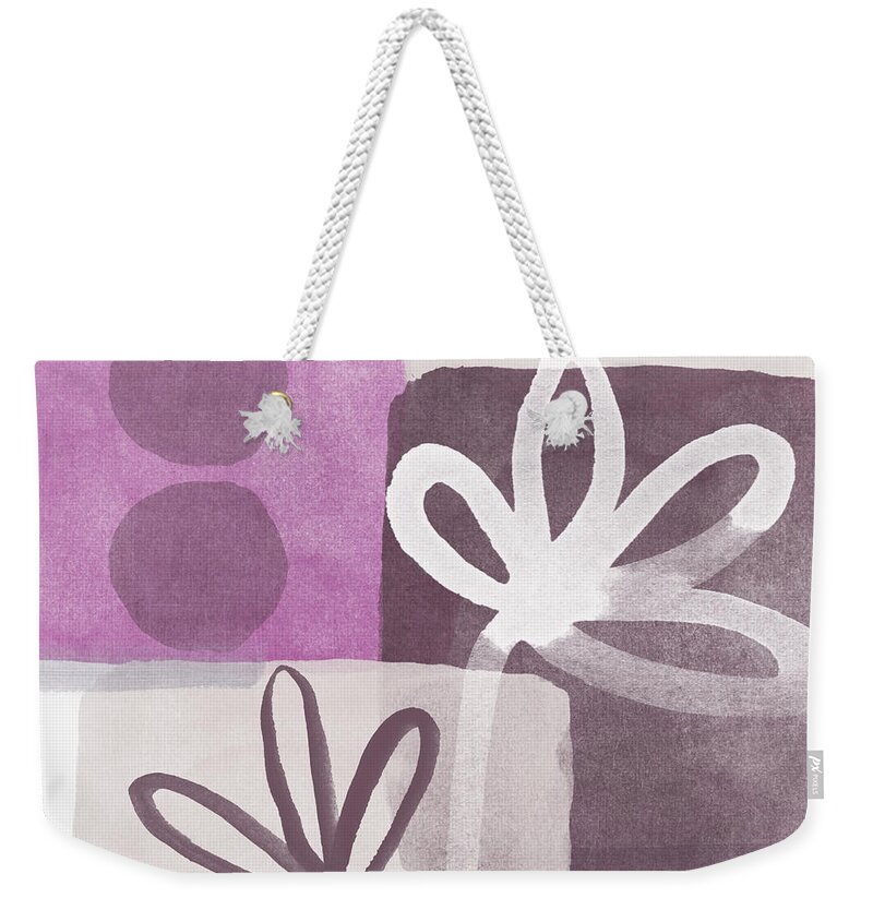 Hope Weekender Tote Bag featuring the mixed media Simple Flowers- contemporary painting by Linda Woods