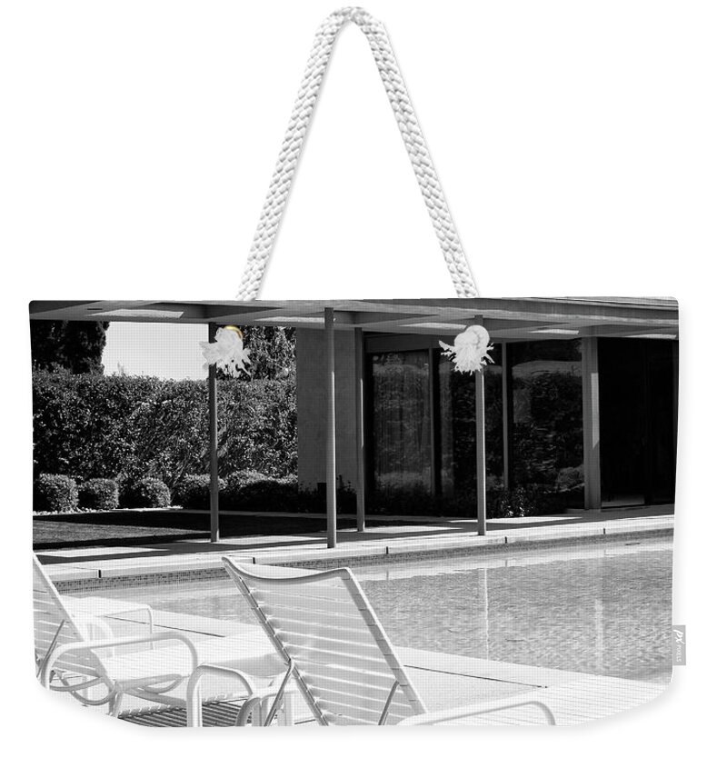 Featured Weekender Tote Bag featuring the photograph SINATRA POOL BW Palm Springs by William Dey