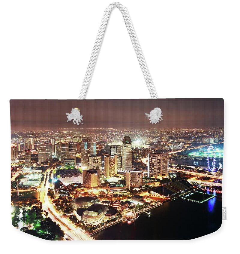 Southeast Asia Weekender Tote Bag featuring the photograph Singapore Aerial View by Rusm