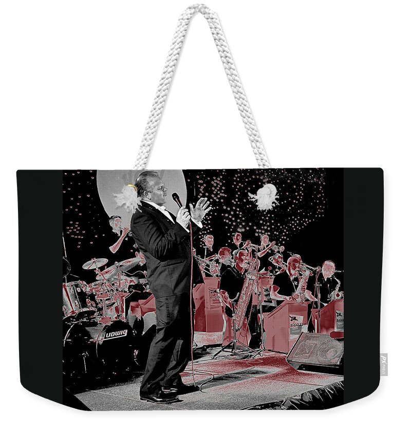 Singer Weekender Tote Bag featuring the photograph Singing With A Big Band by Ian Gledhill