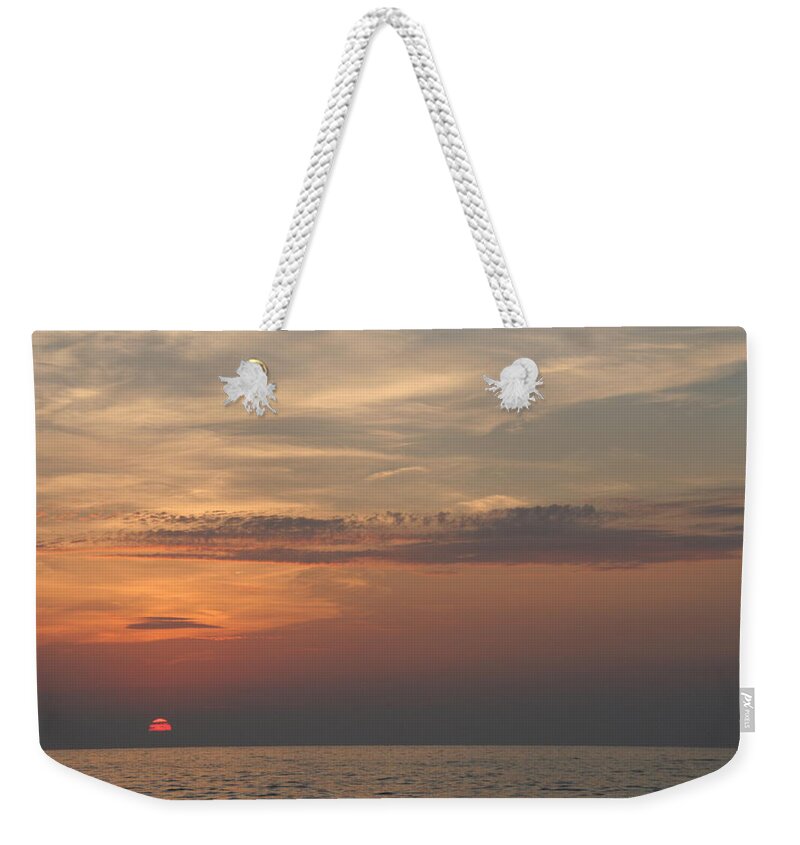 Sunset Weekender Tote Bag featuring the photograph Lake Erie Sunset by Valerie Collins