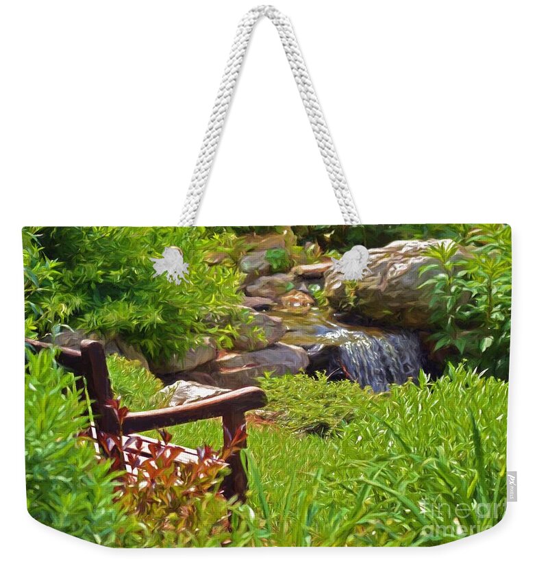 Bench Weekender Tote Bag featuring the photograph Sit A Spell by Kerri Farley