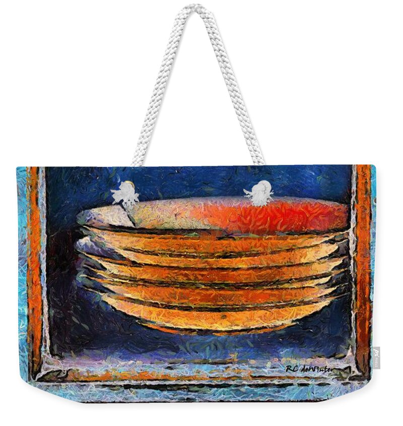 Bowls Weekender Tote Bag featuring the painting Six Japanese Bowls by RC DeWinter