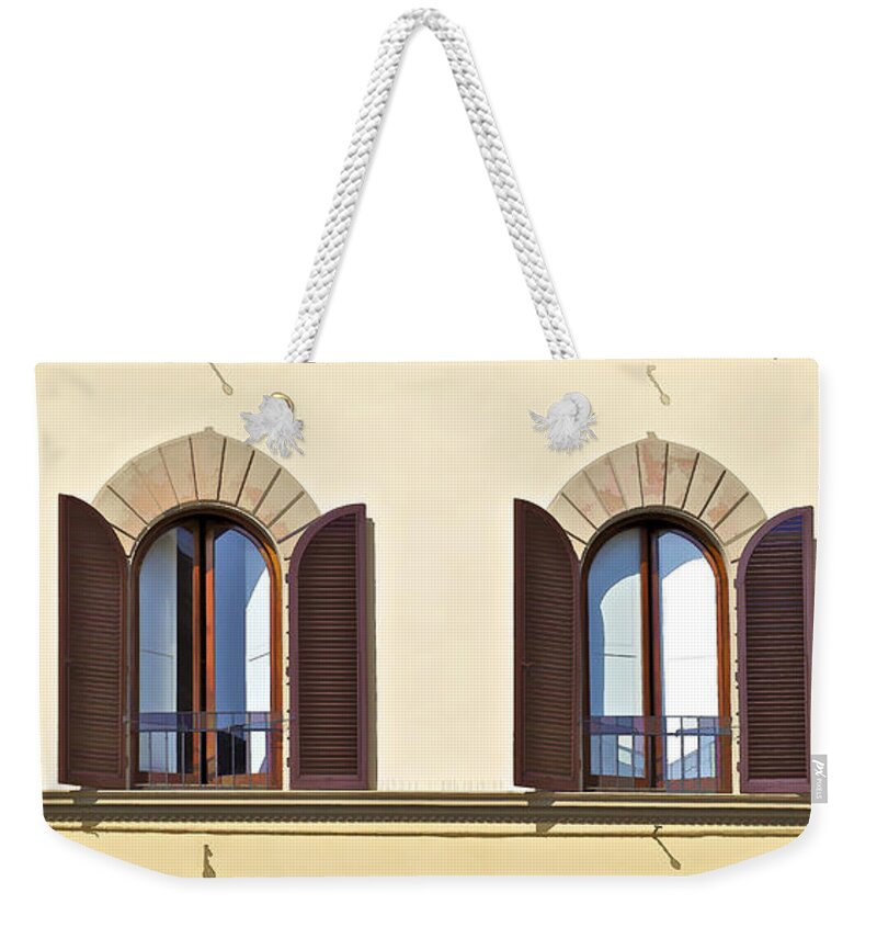 Window Weekender Tote Bag featuring the photograph Six Windows of Florence by David Letts