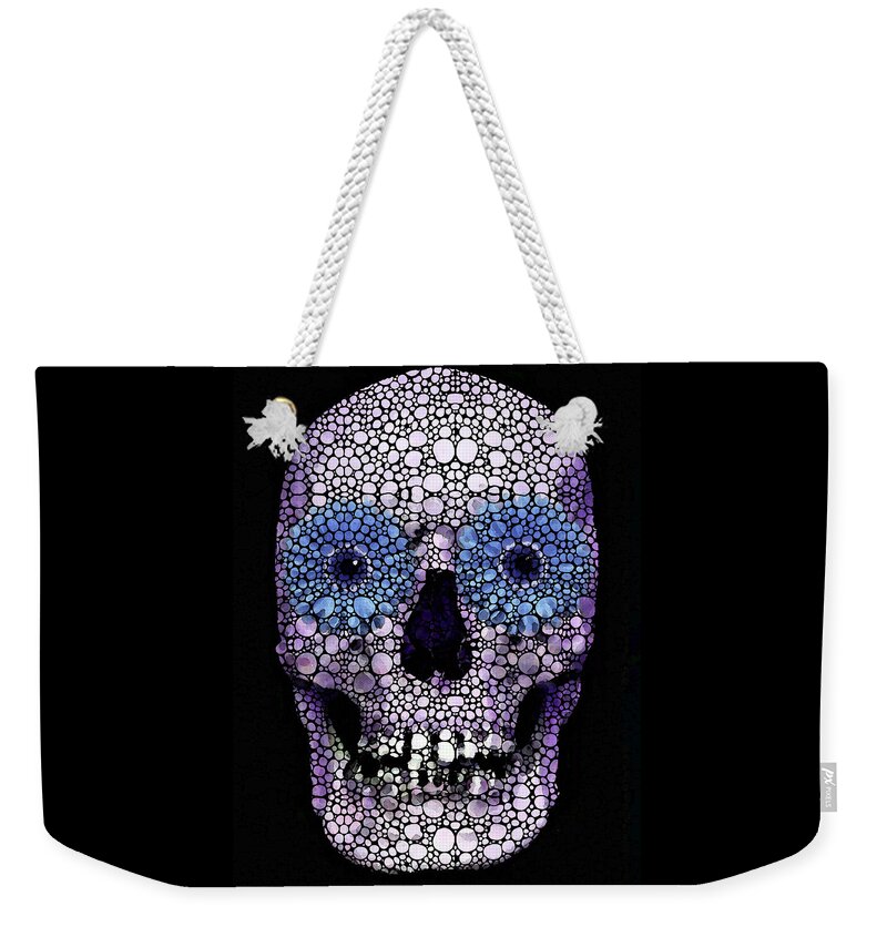 Skull Weekender Tote Bag featuring the painting Skull Art - Day Of The Dead 2 Stone Rock'd by Sharon Cummings