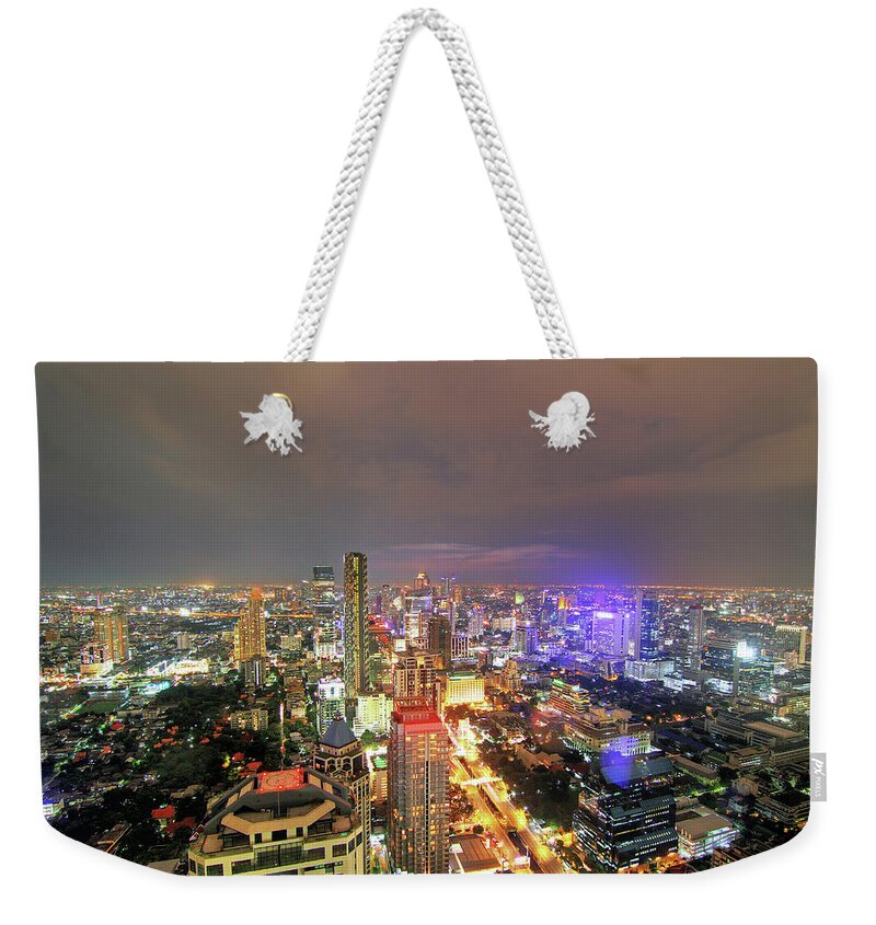 Scenics Weekender Tote Bag featuring the photograph Skyline At Night by Thomas Ruecker