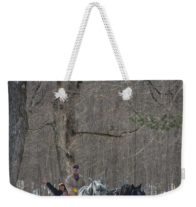 Sugar Bush Weekender Tote Bag featuring the photograph Sleigh Ride through the Maples by Cheryl Baxter
