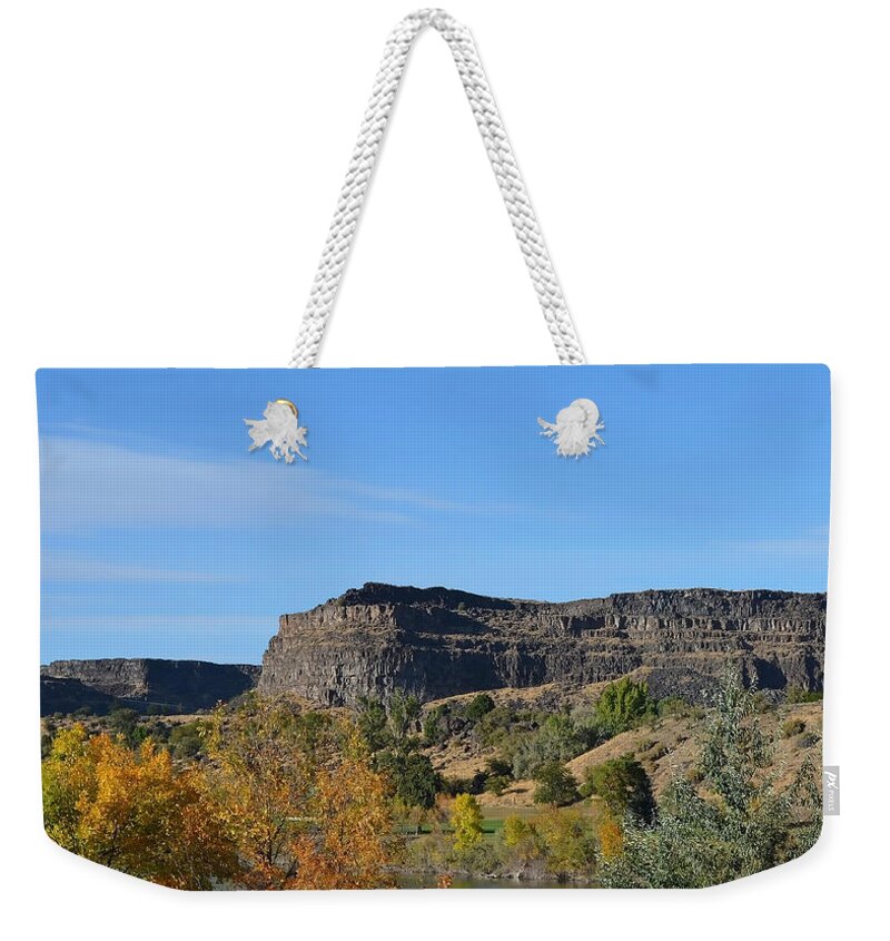 Snake River Weekender Tote Bag featuring the photograph Snake River Canyon at Twin Falls by Shanna Hyatt
