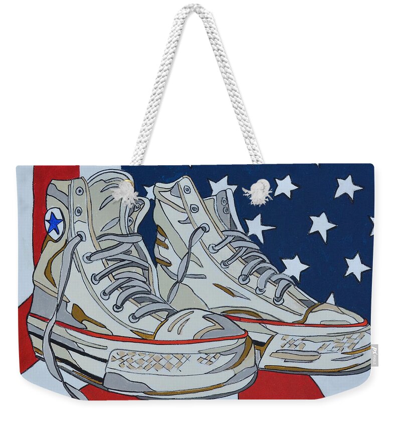  Stanko Paintings Weekender Tote Bag featuring the painting Sneakers 9 by Mike Stanko