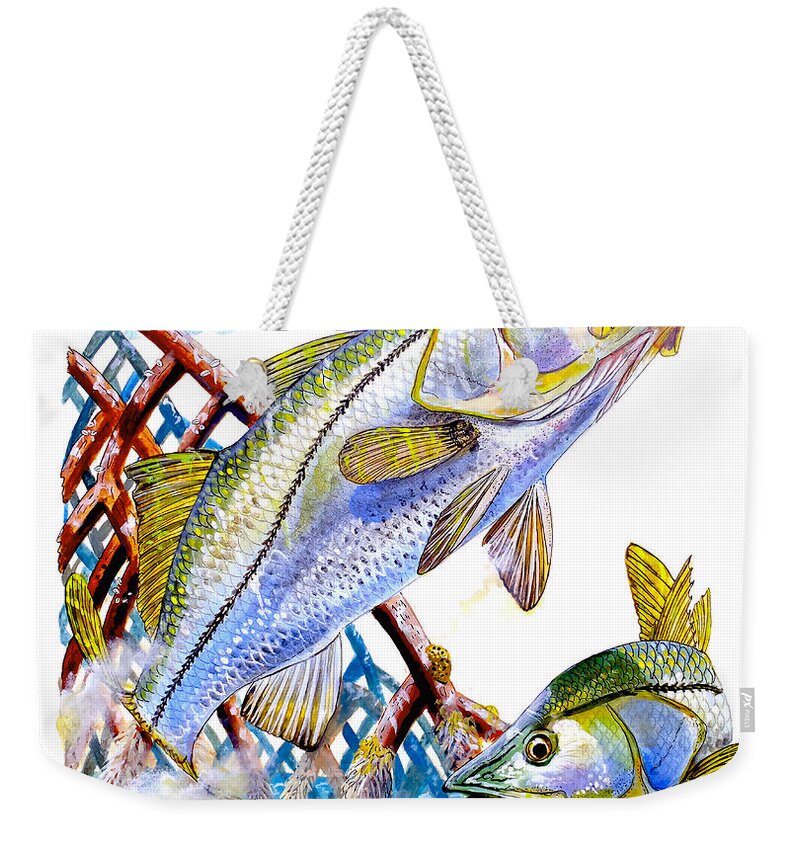 Snook Weekender Tote Bag featuring the painting Snook Ambush by Carey Chen