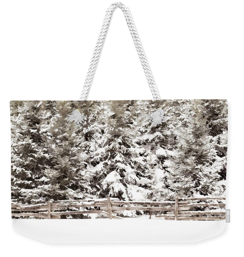 Winter Weekender Tote Bag featuring the photograph Snow Blanket by Barbara McMahon