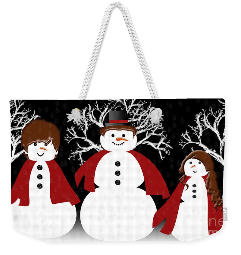 Andee Design Abstract Weekender Tote Bag featuring the digital art Snow Family by Andee Design