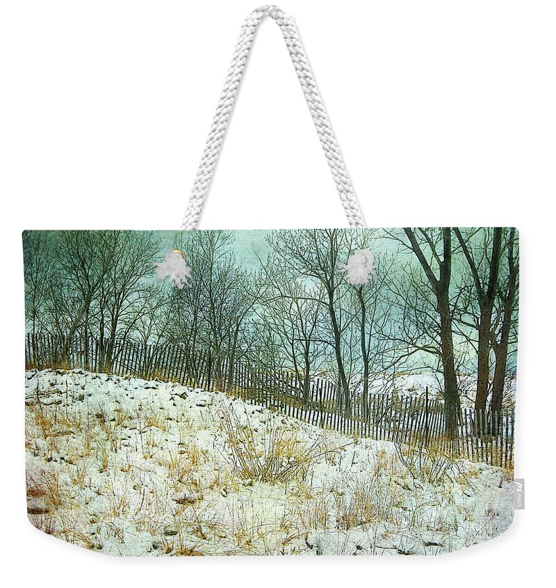 Dune Weekender Tote Bag featuring the photograph Snow Fence Beach Dune by Kathi Mirto
