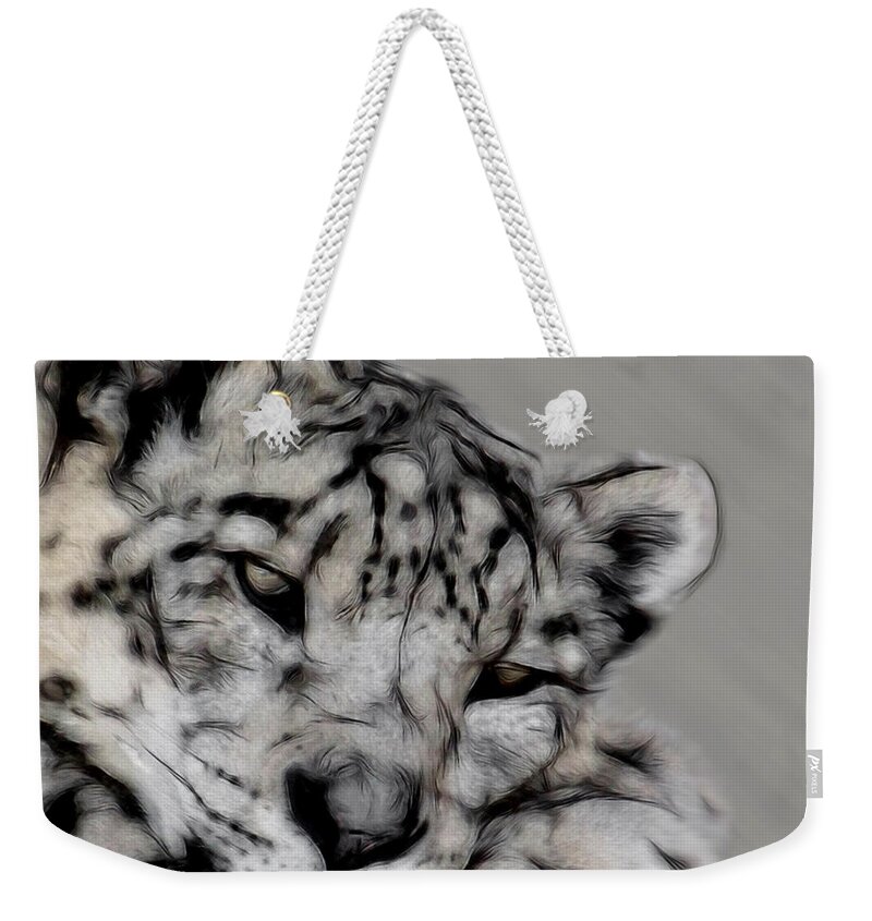 Animals Weekender Tote Bag featuring the digital art Snow Leopard Digital Art by Ernest Echols