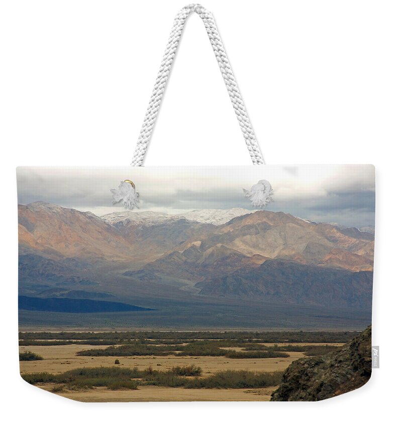 Death Valley Weekender Tote Bag featuring the photograph Snow Peaks by Stuart Litoff
