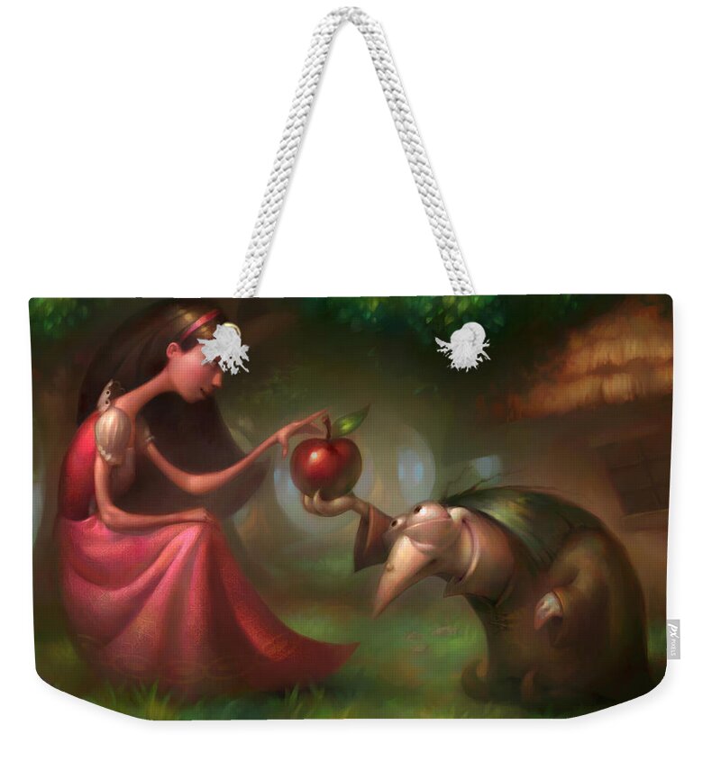 Snow White Weekender Tote Bag featuring the painting Snow White by Adam Ford