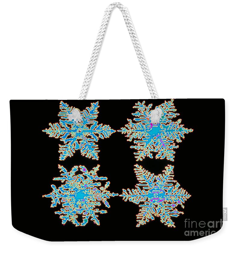 Science Weekender Tote Bag featuring the photograph Snowflakes by Scott Camazine
