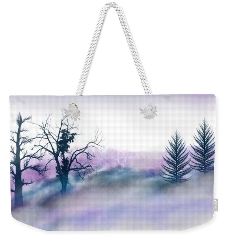Catskill Weekender Tote Bag featuring the digital art Snowstorm In Catskill iPad Version by Frank Bright