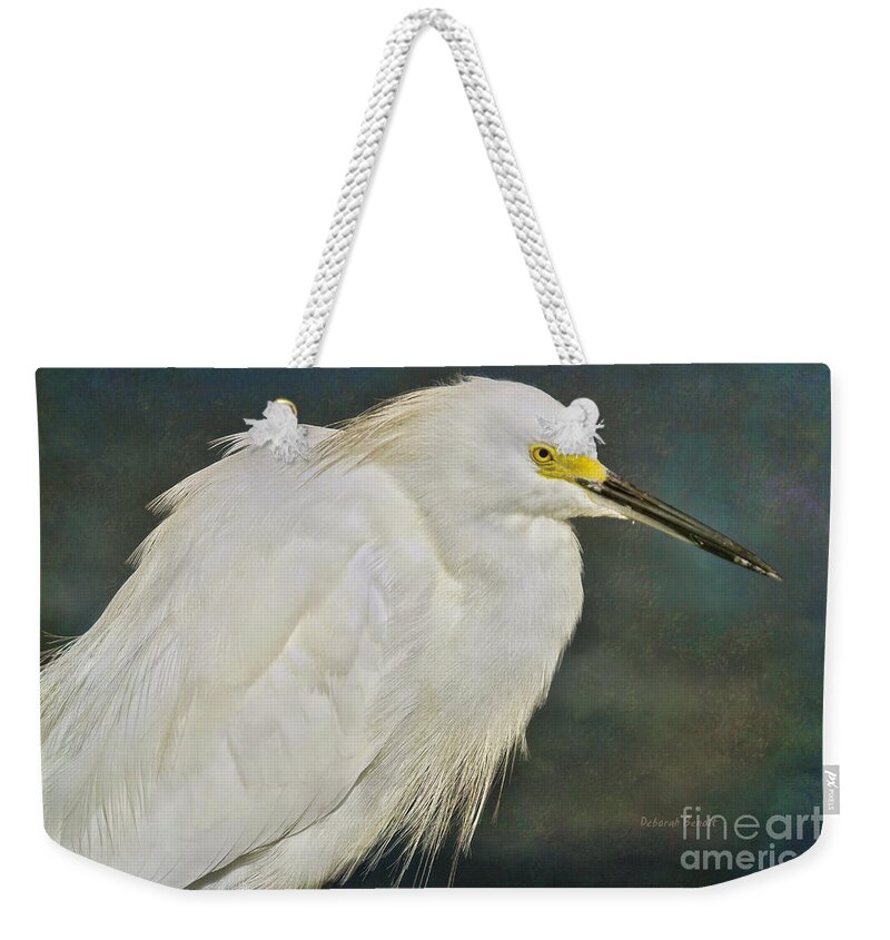 Snowy Egret Weekender Tote Bag featuring the photograph Snowy Egret Portrait by Deborah Benoit