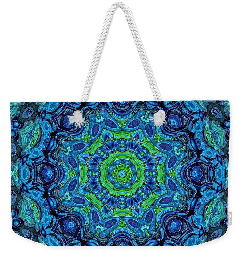 Blue Weekender Tote Bag featuring the digital art So Blue - 43 - Mandala by Aimelle Ml