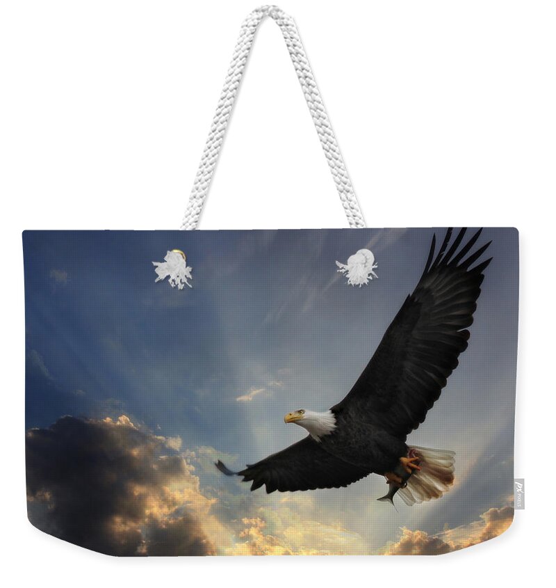 Bird Weekender Tote Bag featuring the photograph Soar to new heights by Lori Deiter