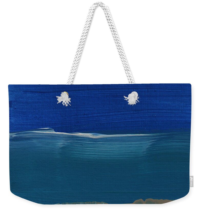Abstract Art Weekender Tote Bag featuring the painting Soft Crashing Waves- Abstract Landscape by Linda Woods