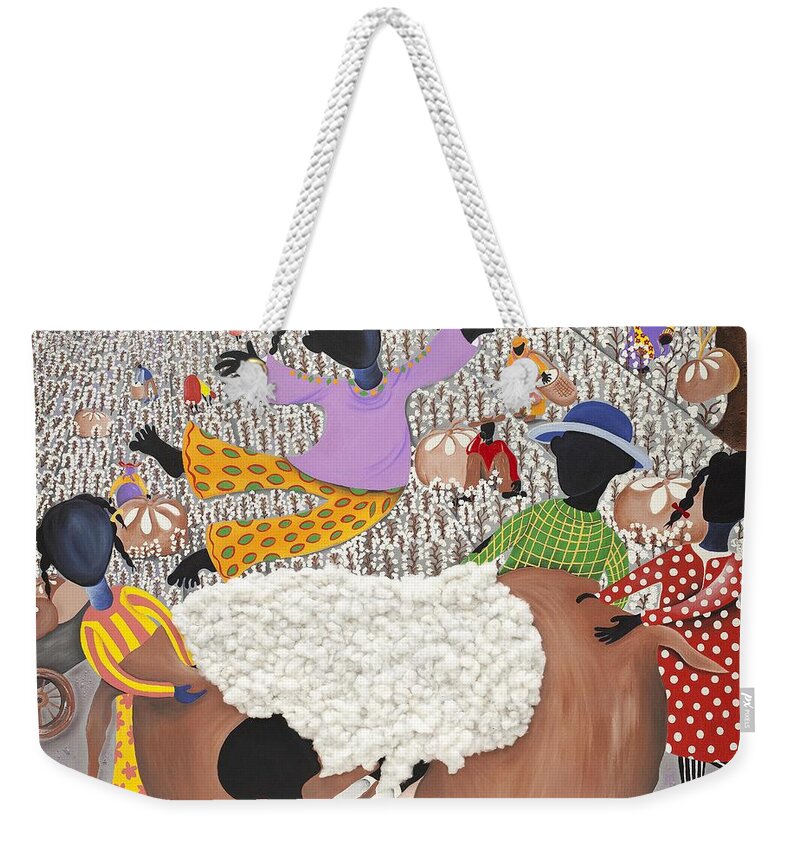 Sabree Weekender Tote Bag featuring the painting Soft Landing by Patricia Sabreee