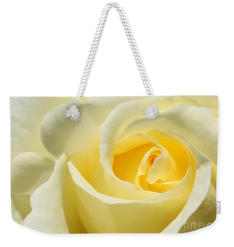Rose Weekender Tote Bag featuring the photograph Soft Yellow Rose by Sabrina L Ryan