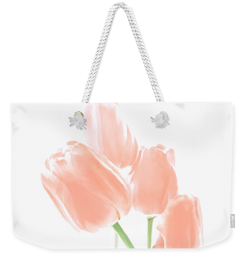 Tulip Weekender Tote Bag featuring the photograph Softness of Peach Tulip Flowers by Jennie Marie Schell