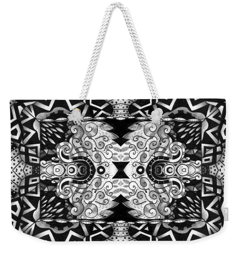 Abstract Weekender Tote Bag featuring the digital art Some Reflections - A Lines and Dots and Gradual Shadings Compilation by Helena Tiainen