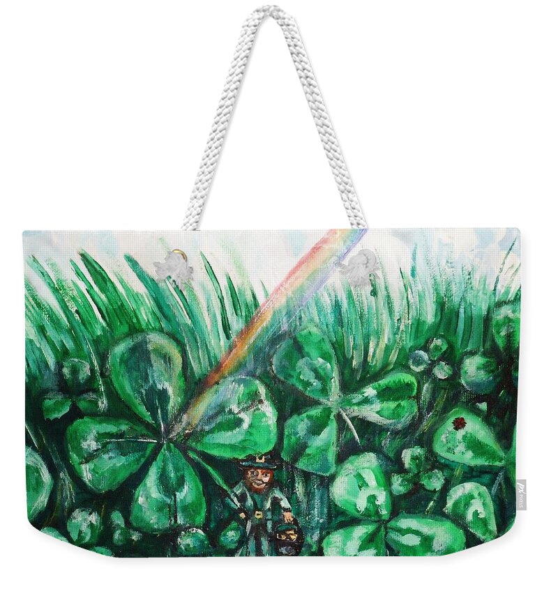 Shamrock Weekender Tote Bag featuring the painting Some Where Under The Rainbow by Shana Rowe Jackson