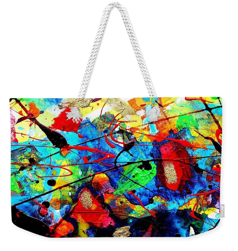 Abstract Landscape Weekender Tote Bag featuring the mixed media Somewhere Over The Rainbow by John Nolan