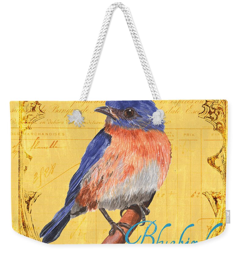 Bird Weekender Tote Bag featuring the painting Colorful Songbirds 1 by Debbie DeWitt