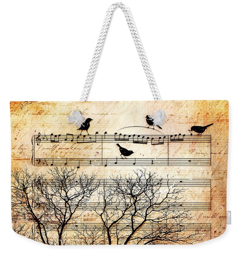 Music Art Weekender Tote Bag featuring the digital art Songbirds by Gary Bodnar