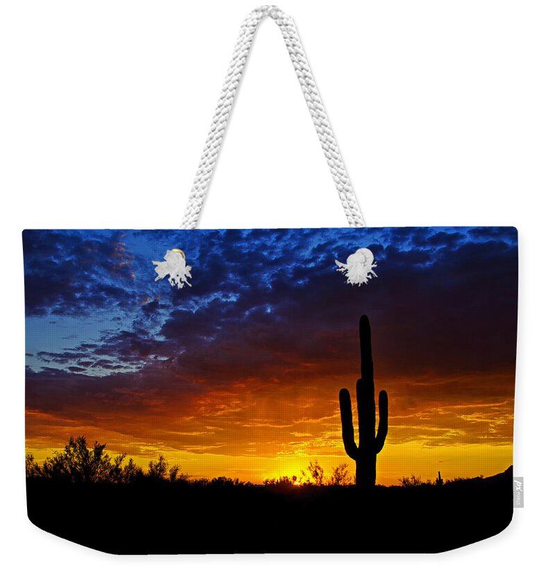 Sunset Weekender Tote Bag featuring the photograph Sonoran Style Sunset by Saija Lehtonen