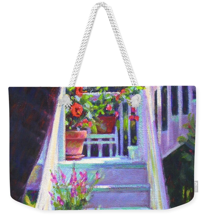 Steps Weekender Tote Bag featuring the painting Soozi's Steps by Candace Lovely