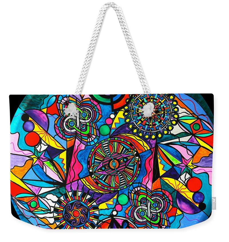 Vibration Weekender Tote Bag featuring the painting Soul Retrieval by Teal Eye Print Store