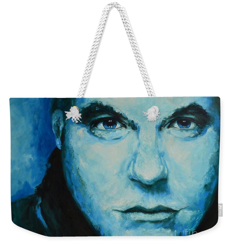 Portrait Weekender Tote Bag featuring the painting Soulful Portrait Under Blue Light by Patricia Awapara