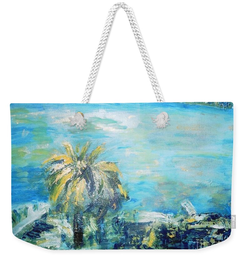 Seascape Weekender Tote Bag featuring the painting South of France  Juan les Pins by Fereshteh Stoecklein